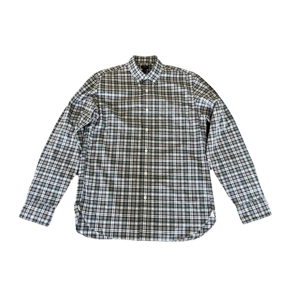 J.Crew Shirt Mens Medium M Red White Black Plaid Button Down EUC